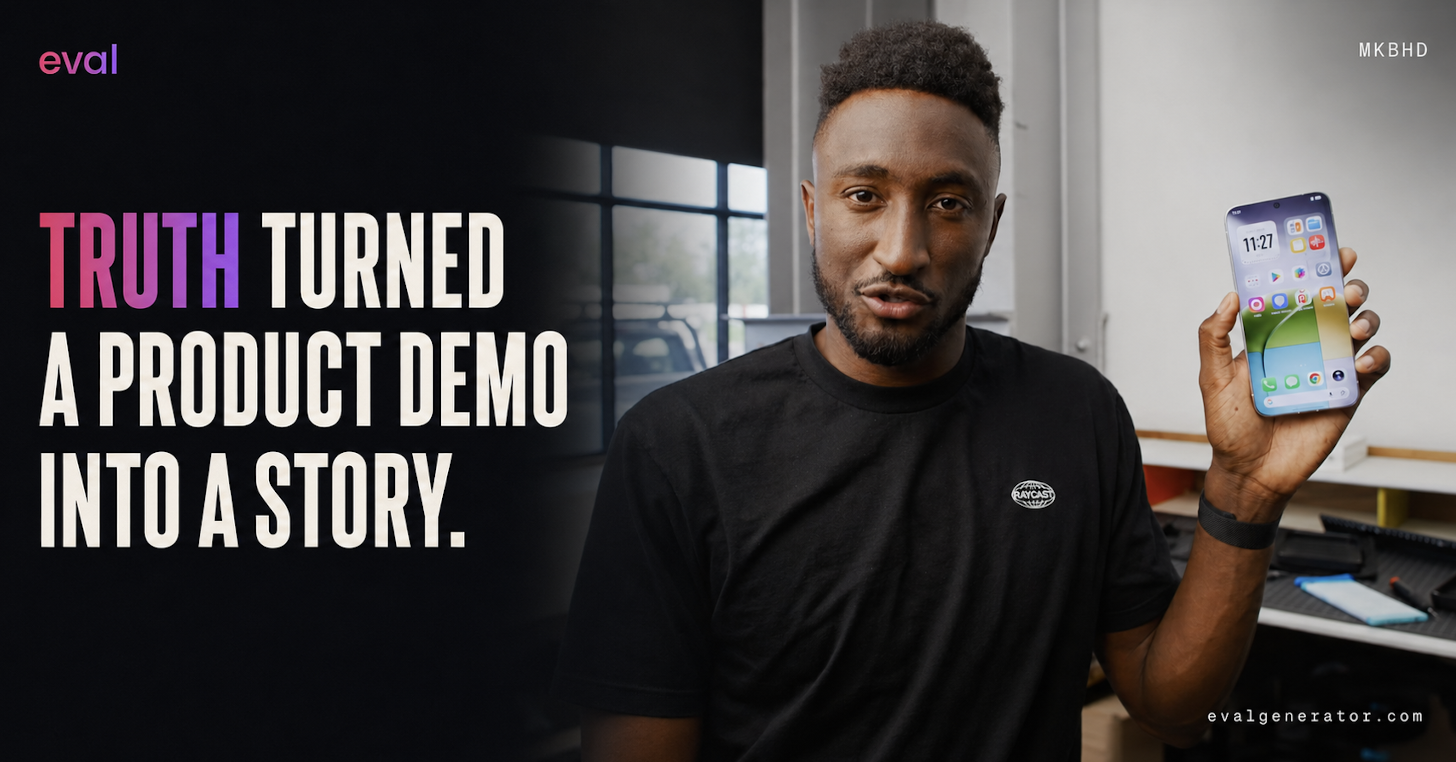 MKBHD concept phone analysis: Marques Brownlee holds a phone beside the words Truth turned a product demo into a story.